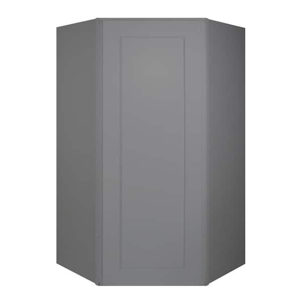 HOMEIBRO Newport Shaker Gray Ready to Assemble Wall Diagonal Corner Cabinet 24 in. W x 42 in. H x 24 in. D