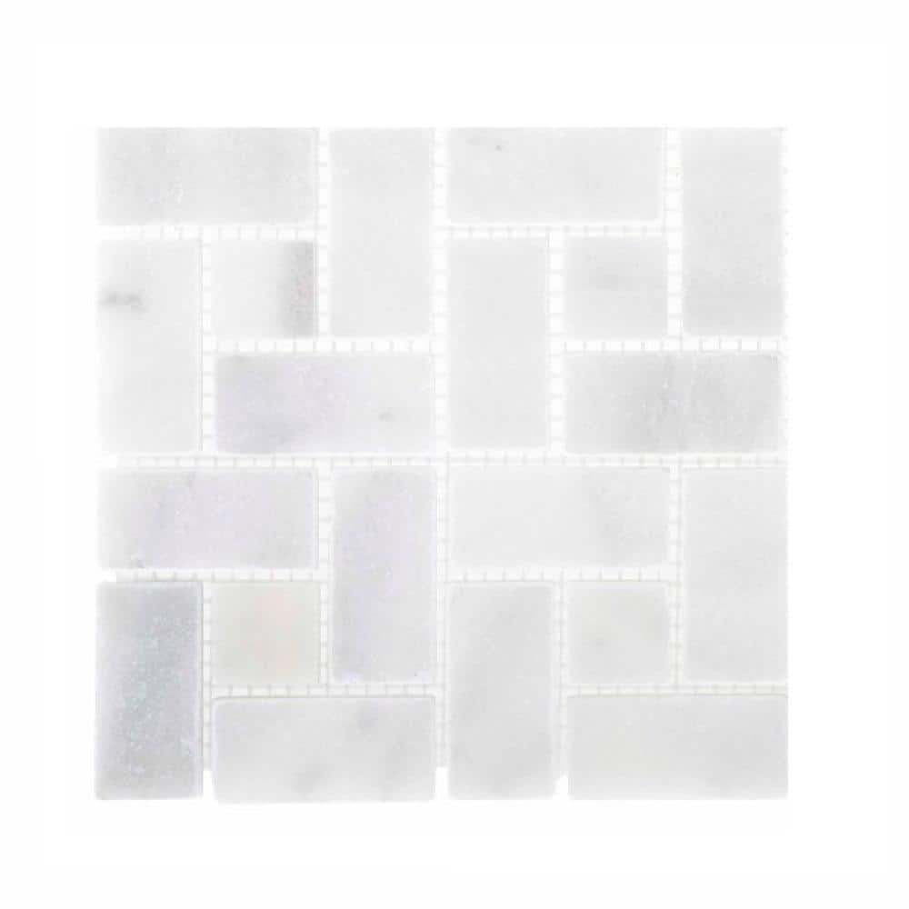 Take Home Tile Sample - Ice Blocks 4.5 in. x 4.5 in. White Honed Marble Mosaic price history on PriceWatchPro