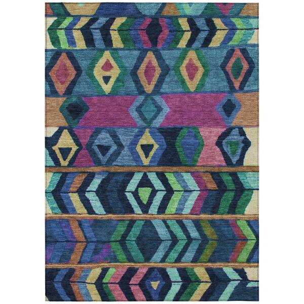 Chantille Machine Washable Indoor/Outdoor Abstract ACN2721 Navy 10 ft. x 14 ft. Area Rug