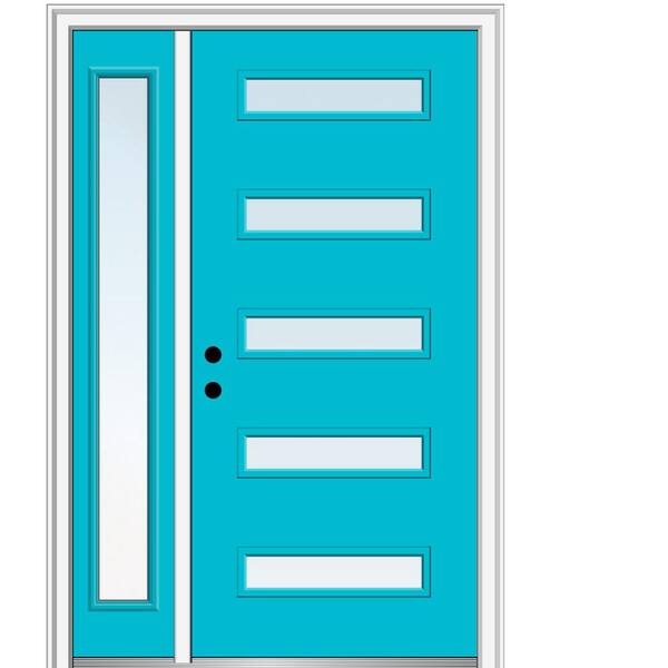 MMI Door 51 in. x 81.75 in. Davina Low-E Glass Right-Hand 5-Lite Modern Painted Fiberglass Smooth Prehung Front Door w/ Sidelite