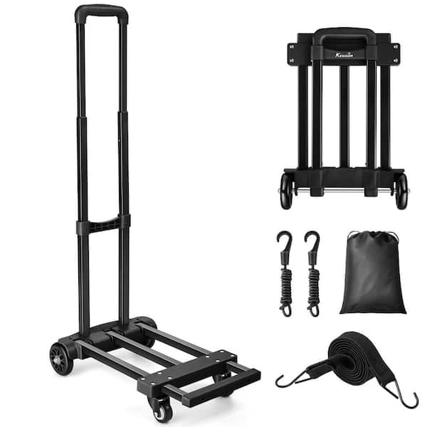 Foldable 4-Wheel Hand Truck, 290 lbs. Capacity Compact Dolly Cart with Extendable Base and Bungee Cord