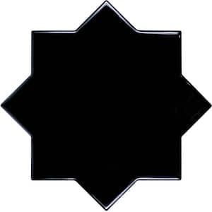 Siena Black 5.35 in. x 5.35 in. Glossy Ceramic Star-Shaped Wall and Floor Tile (5.37 sq. ft./case) (27-pack)