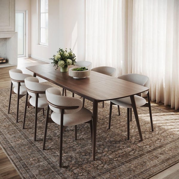 Bise Traditional Floral Washable Brown 8 ft. x 10 ft. Indoor Area Rug