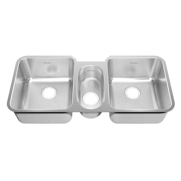 American Standard Prevoir Brushed Undermount Stainless Steel 41 in. 0-Hole Basin Triple Bowl Kitchen Sink Kit