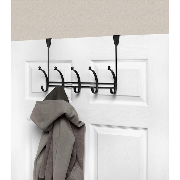 Voy 16-1/4 in. L Decorative 5-Hook Over the Door Rack in Black