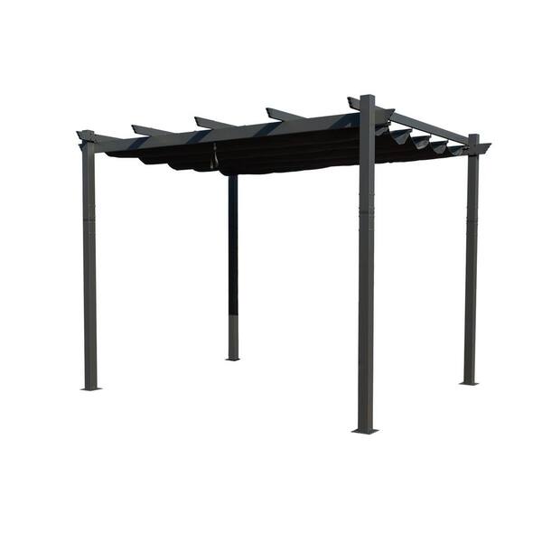 KOZYARD Morgan Outdoor 10 ft. x12 ft. Gray Pergola Sun Shade Canopy ...