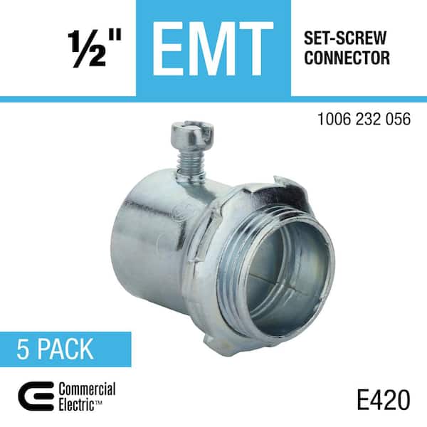 Commercial Electric - 1/2 in. Electrical Metallic Tubing (EMT) Set-Screw Connector (5-Pack)