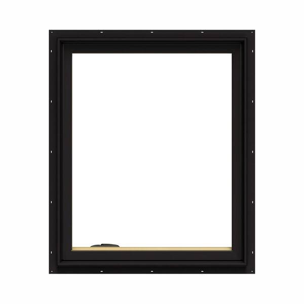 JELD-WEN 30.75 in. x 36.75 in. W-2500 Series Black Painted Clad Wood Left-Handed Casement Window with BetterVue Mesh Screen