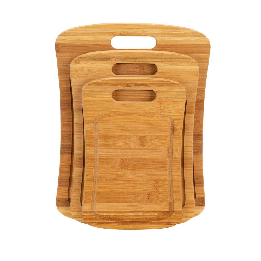 Medium Natural Bamboo Rectangular Cutting Board with Handle