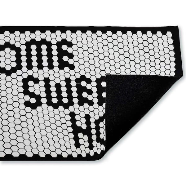Sweet Home Mosaic Pattern Black 18 in. x 30 in. Polyester Non-Slip Outdoor Door Mat