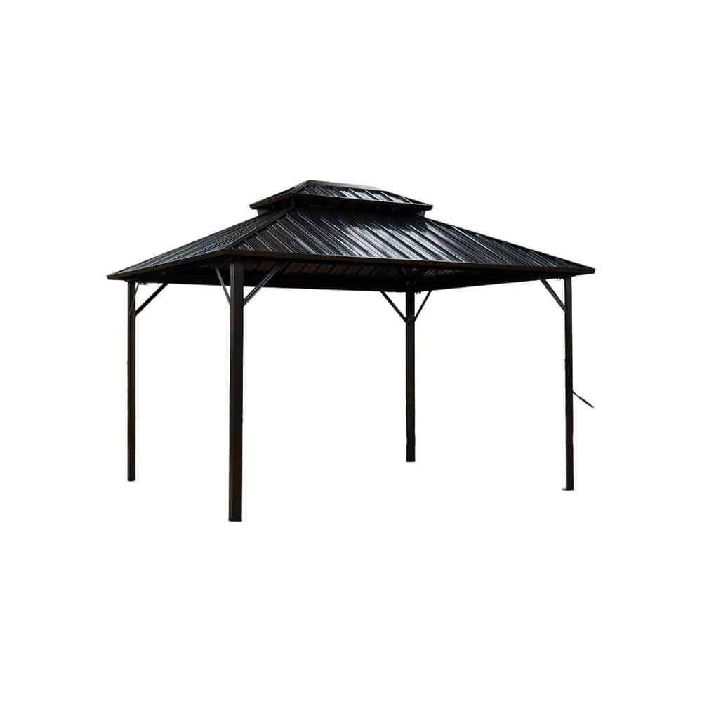 Patio 10 ft. x 10 ft. Gray Steel Double Roof Pavilion Gazebo price history on PriceWatchPro