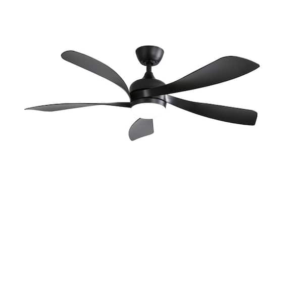 Unbranded 52 in. Indoor Black Low Profile Ceiling Fan with 3 Color Dimmable Light 5 ABS Blades Remote Control Reversible DC Motor