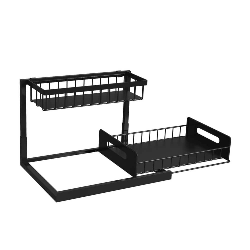 2 Tier Slide Out Sink Shelf Cabinet Storage Shelves, Under Sink Organizer for Kitchen Bathroom, Black, 2 Pack price history on PriceWatchPro
