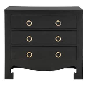 Dion 3-Drawer Black/Gold Chest