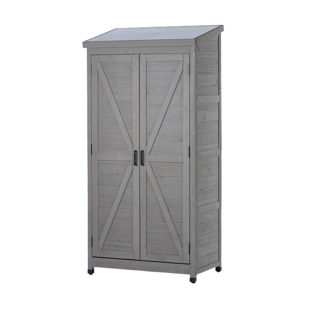 2.8 ft. W x 1.7 ft. D Grey Wood Shed Outdoor Tool Cabinet with Metal Top and 3 Shelves (4.37 sq. ft.) price history on PriceWatchPro