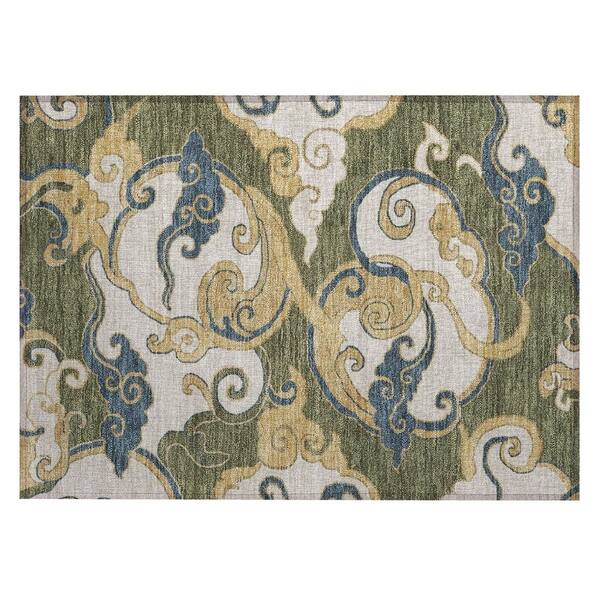 Chantille Machine Washable Indoor/Outdoor Abstract ACN3034 Olive 3 ft. x 4 ft. Area Rug