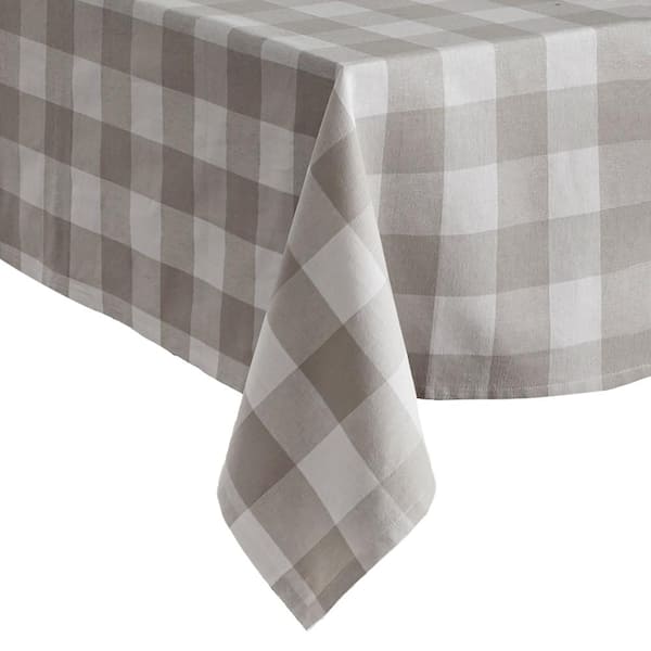 Threadmade Home Farmhouse Living Buffalo Check Tablecloth Collection, Gray/White - 60"W x 120"L