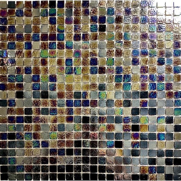 ABOLOS Atmosphere Multi Color 12 in. x 12 in. Square Iridescent Recycled Glass Mosaic Wall and Pool Tile (1 Sq.Ft.)