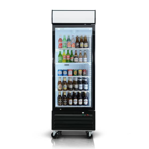 27 in. 19.3 cu. ft. Commercial Upright Merchandiser Refrigerator in Black with Tempered Glass Door and LED Top Panel