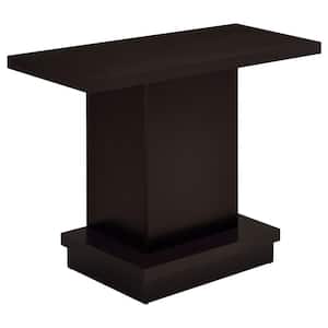 40 in. Cappuccino Rectangle Wood Sofa Table with Pedestal Base