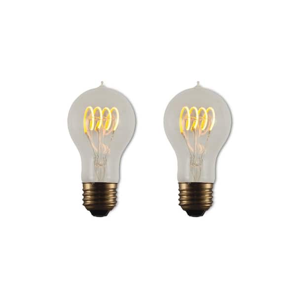 Bulbrite 40 - Watt Equivalent A19 Dimmable Medium Screw Decorative LED Light Bulb Amber Light 2200K, 2 Pack