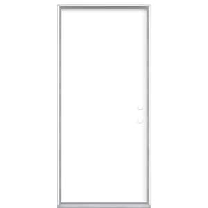 36 in. x 80 in. Flush Left Hand Inswing Ultra White Painted Steel Prehung Front Door No Brickmold in Vinyl Frame