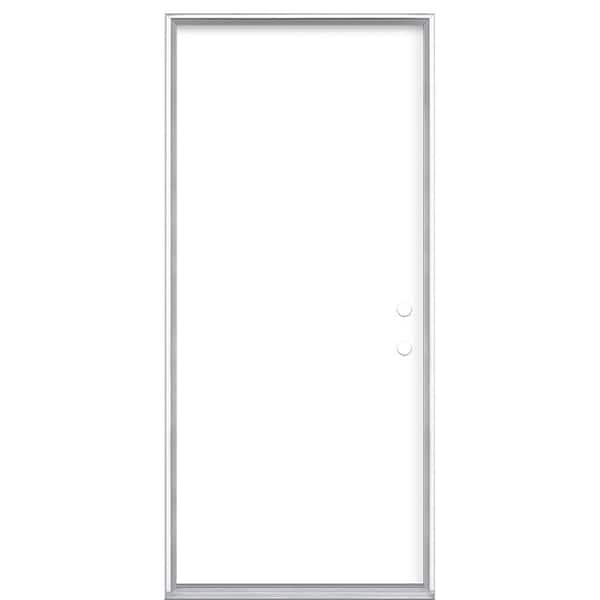Masonite 36 in. x 80 in. Flush Left Hand Inswing Ultra White Painted Steel Prehung Front Door No Brickmold in Vinyl Frame