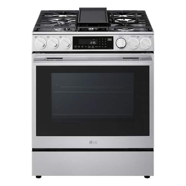 Smart Gas 30 in. 5 Burners Slide In Gas Range in Stainless Steel with ProBake Convection Air Fry