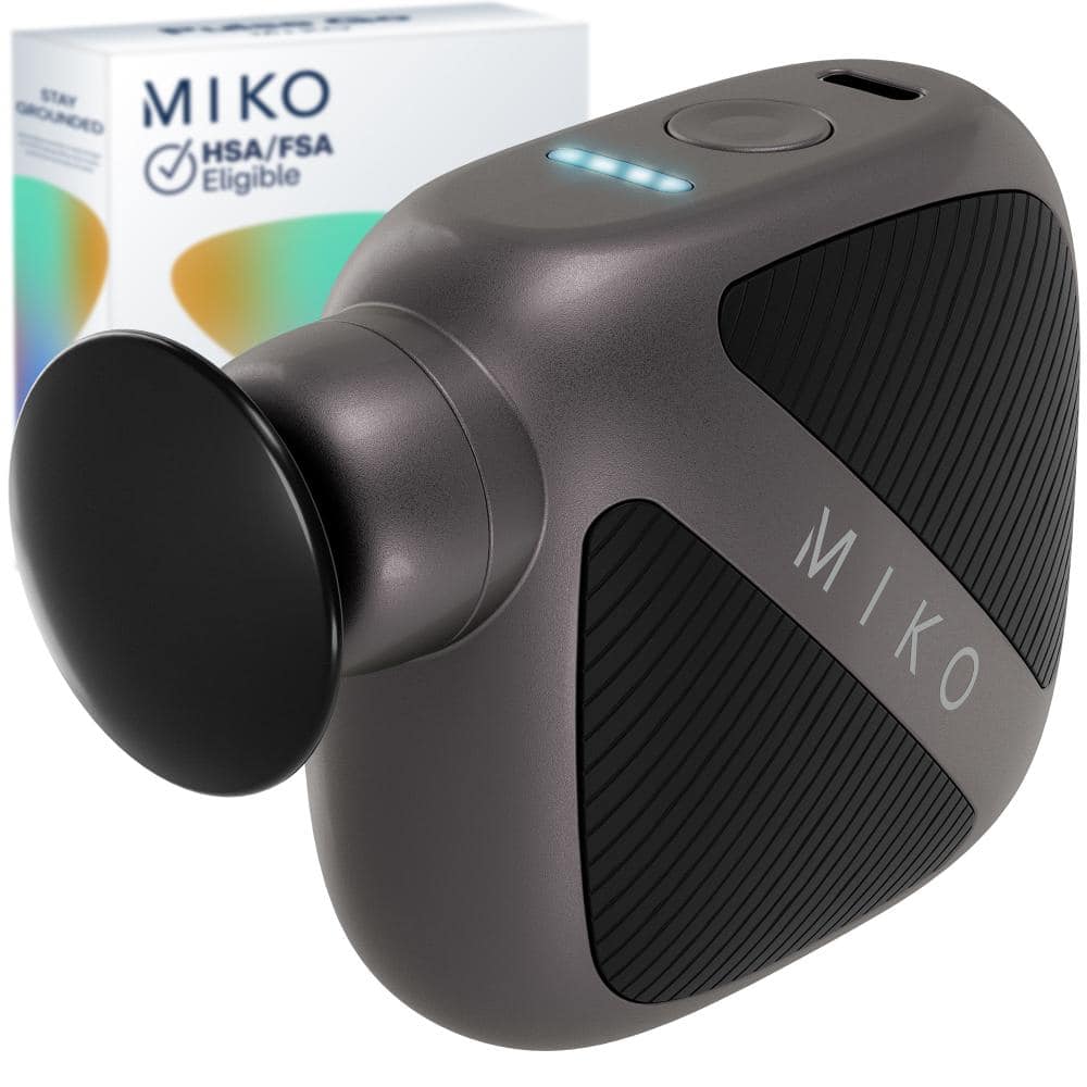 Miko Pulse Go Portable Massage Gun with Adjustable Intensity and Interchangeable Heads for Targeted Muscle Relief