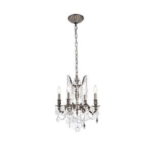 Timeless Home 17 in. 4-Light Pewter Pendant Light