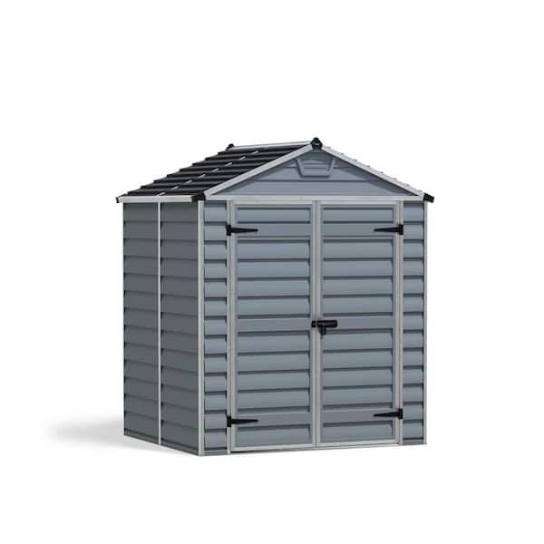 SkyLight 6 ft. W x 5 ft. D Resin Plastic Outdoor Garden Storage Shed with Floor (30.1 sq. ft) in Gray