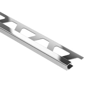 Quadec Polished Chrome Anodized Aluminum 3/8 in. x 8 ft. 2-1/2 in. Metal Square Edge Tile Edging Trim