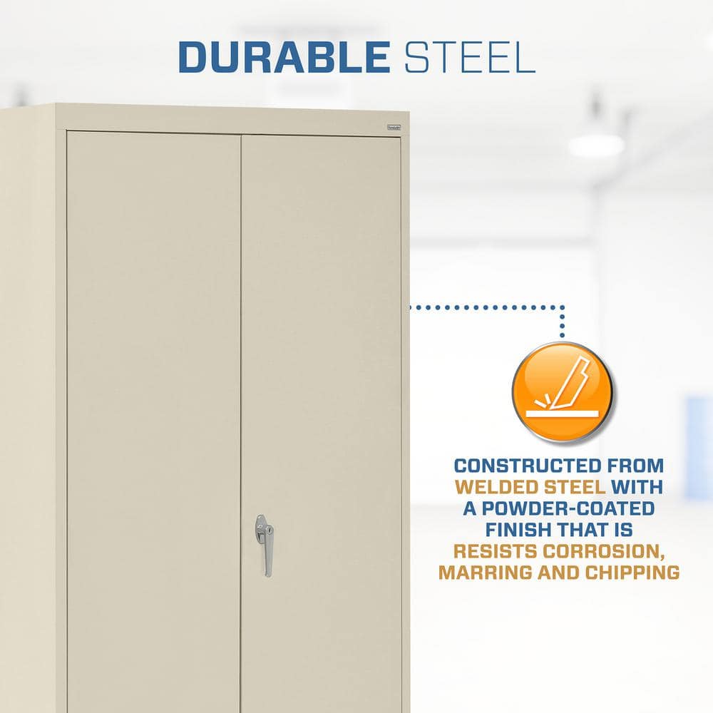 Putty Steel Freestanding Lockable Office Cabinet with Adjustable Shelving