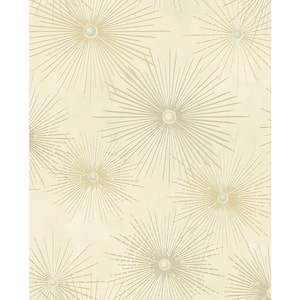 Ivory and Metallic Gold Starburst Geo Vinyl Peel and Stick Wallpaper Roll (Covers 30.75 sq. ft.)