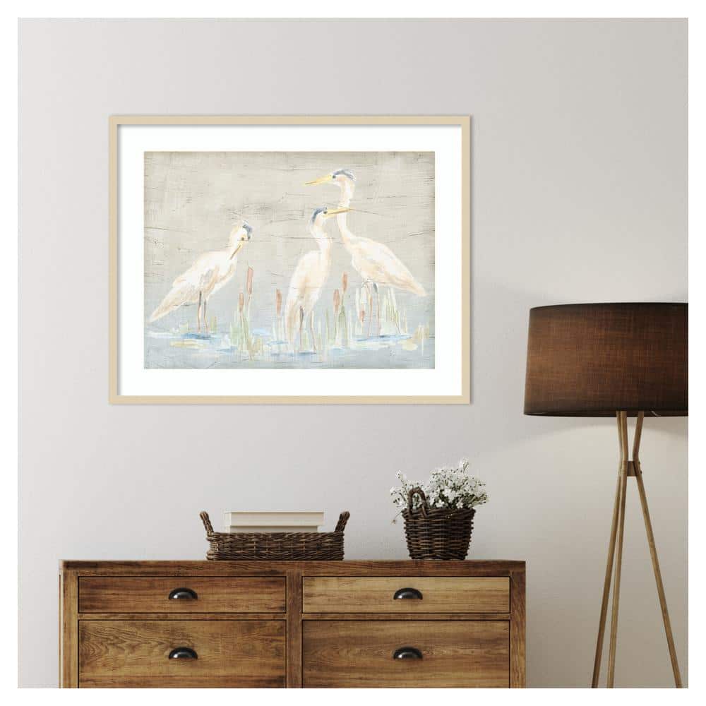 Driftwood Waterbirds II Natural Wood Framed Wall Art Print