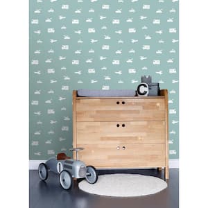 Blue Briony Vehicles Matte Paper Non-Pasted Wallpaper Roll