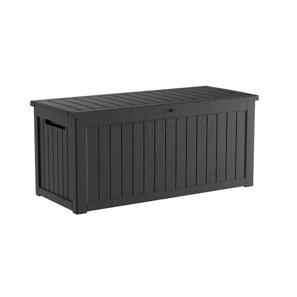 230 Gal. Black Outdoor Resin Waterproof Deck Box with Lockable Lid