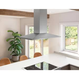 Anzio 36 in. 600 CFM Convertible Island Mount with LED Light Range Hood in Stainless Steel