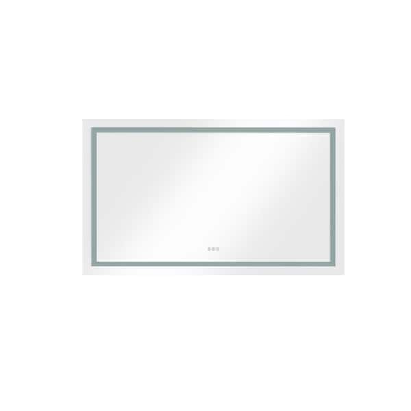 Aoibox 72 in. W x 36 in. H Large Rectangular Frameless LED Wall Bathroom Vanity Mirror in Polished Crystal