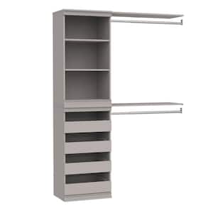 Modular Storage 47.38 in. to 57.4 in. W Smoky Taupe Reach-In Tower Wall Mount 5-Shelf Wood Closet System