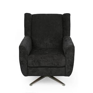 Woodmere Black Fabric Swivel Club Chair