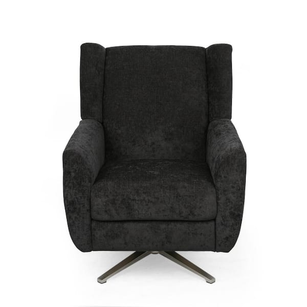 Noble House Woodmere Black Fabric Swivel Club Chair