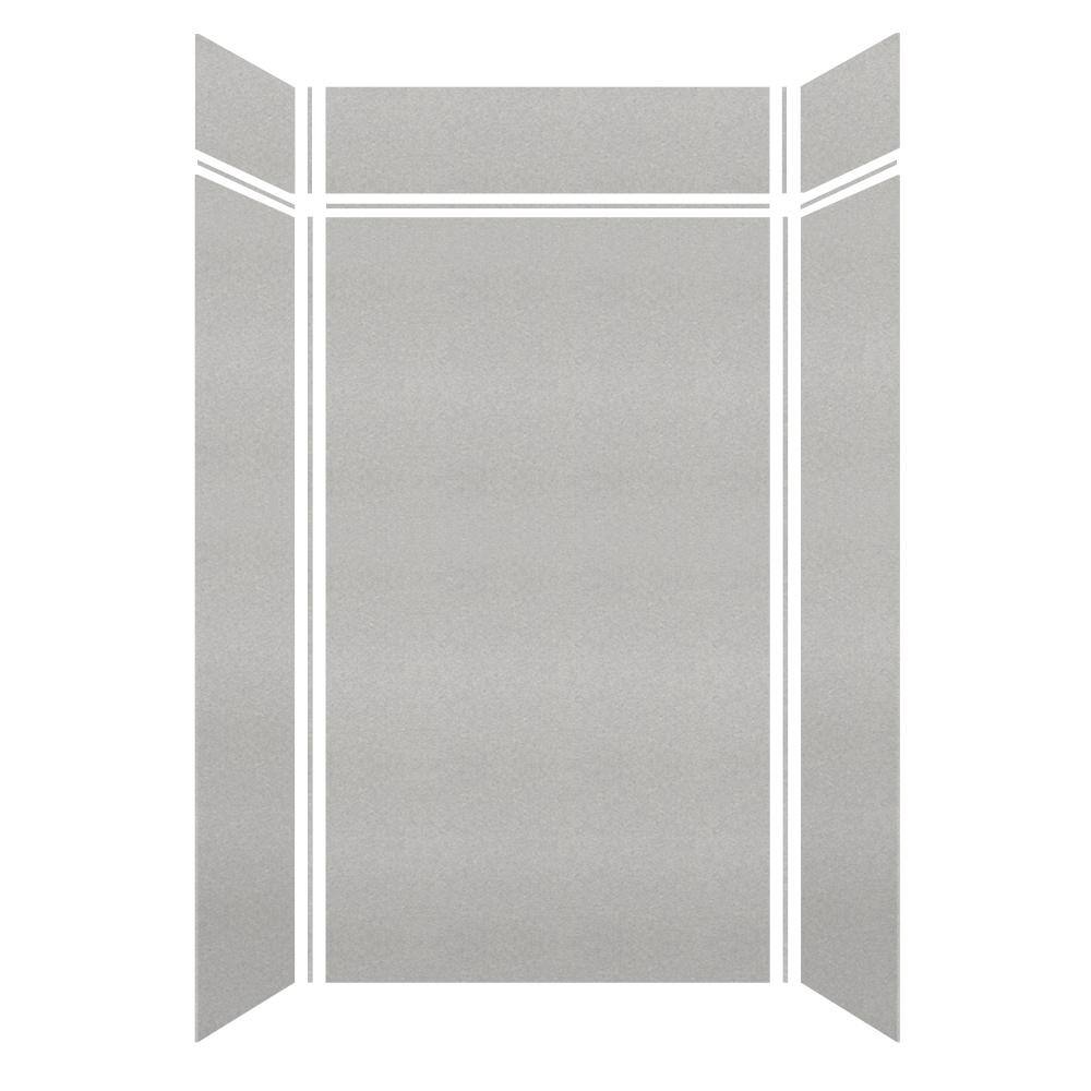 SaraMar 48'' W Gray Solid Surface Shower Wall Panels