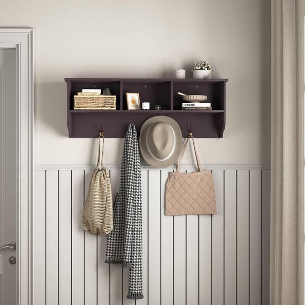 Wall Mount Coat Rack With 4 Hooks - Space Saving Vertical Hanging Storage For Hallway, Bedroom Or Office In Coffee Finish - View #7