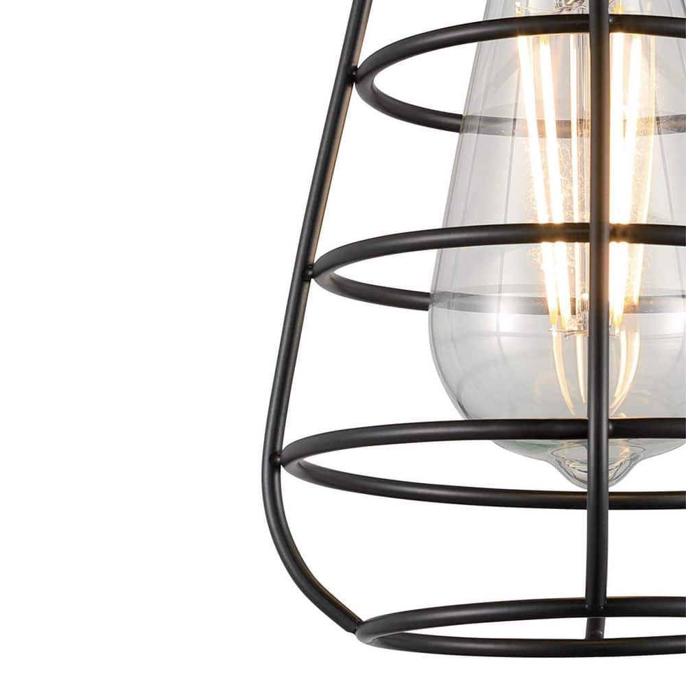 Matte Black Industrial Cage Semi-Flush Mount Ceiling Light