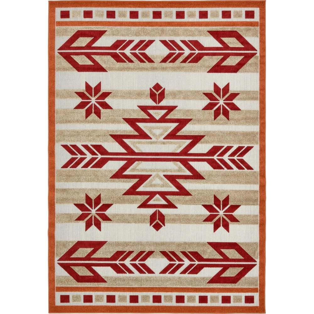 Unique Loom Outdoor Modern Albuquerque Burgundy 7 ft. x 10 ft. Area Rug 3132500 The Home Depot