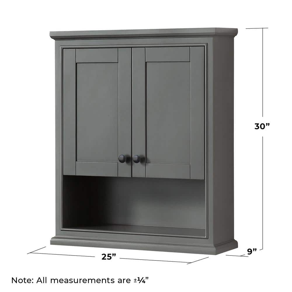 Deborah Dark Gray Wall-Mounted Bathroom Cabinet with Matte Black Trim