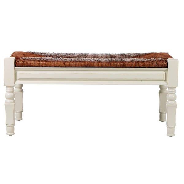 Unbranded Devonshire 40 in. W Antique Ivory Bench with Rush Seat