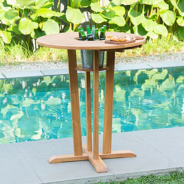 Cambridge Casual Harbin Teak Wood Bar-height Patio Bistro Table