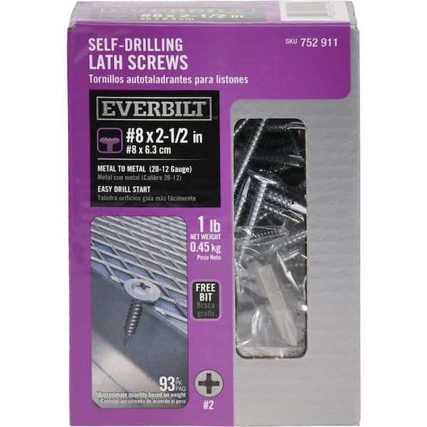 Everbilt #8 2-1/2 in. Lath Self-Drilling Screw 1 lb.-Box (93-Piece)
